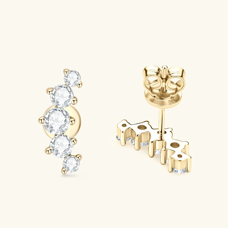 Carina Moissanite Arc Stud Earrings
