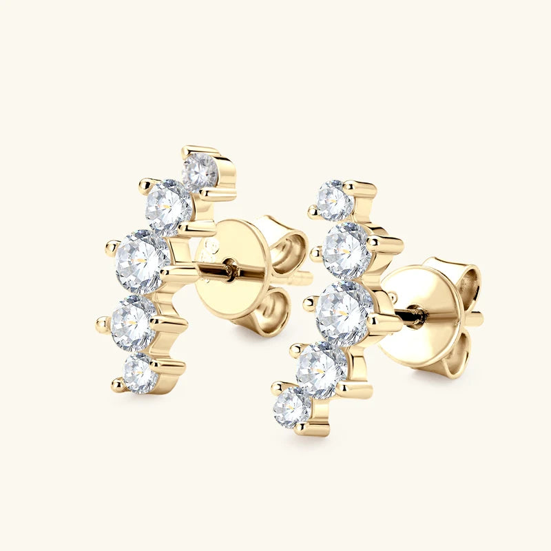 Carina Moissanite Arc Stud Earrings