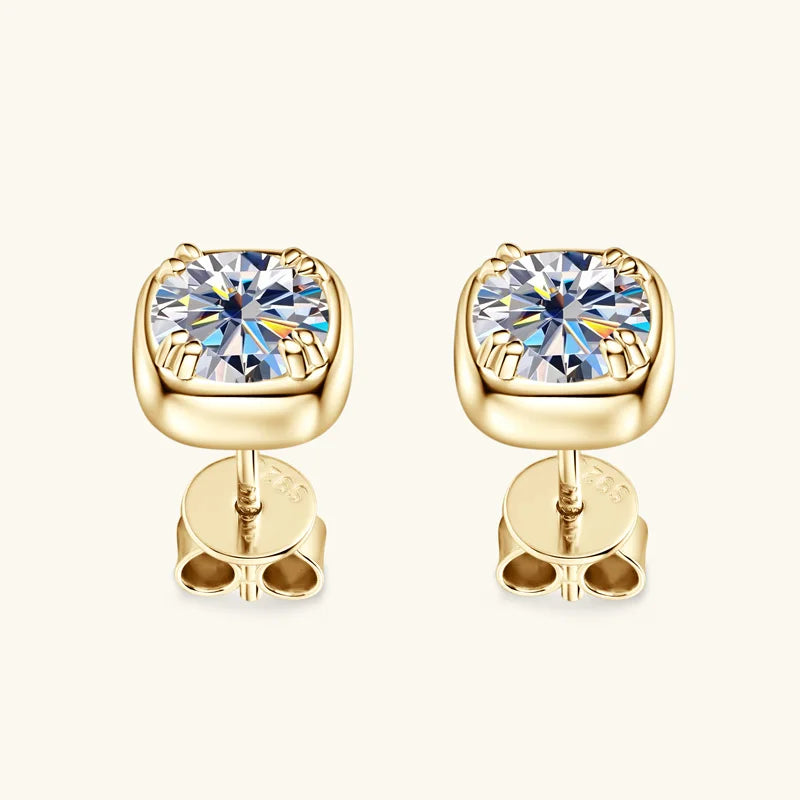 Moissanite Cushion Stud Earrings