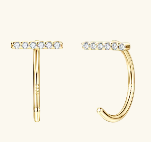 Lara Mini Moissanite Bar Earrings