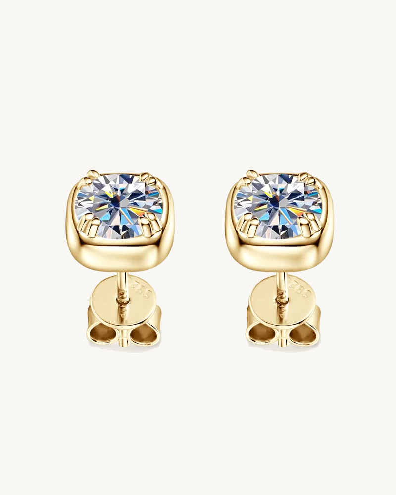 Moissanite Cushion Stud Earrings